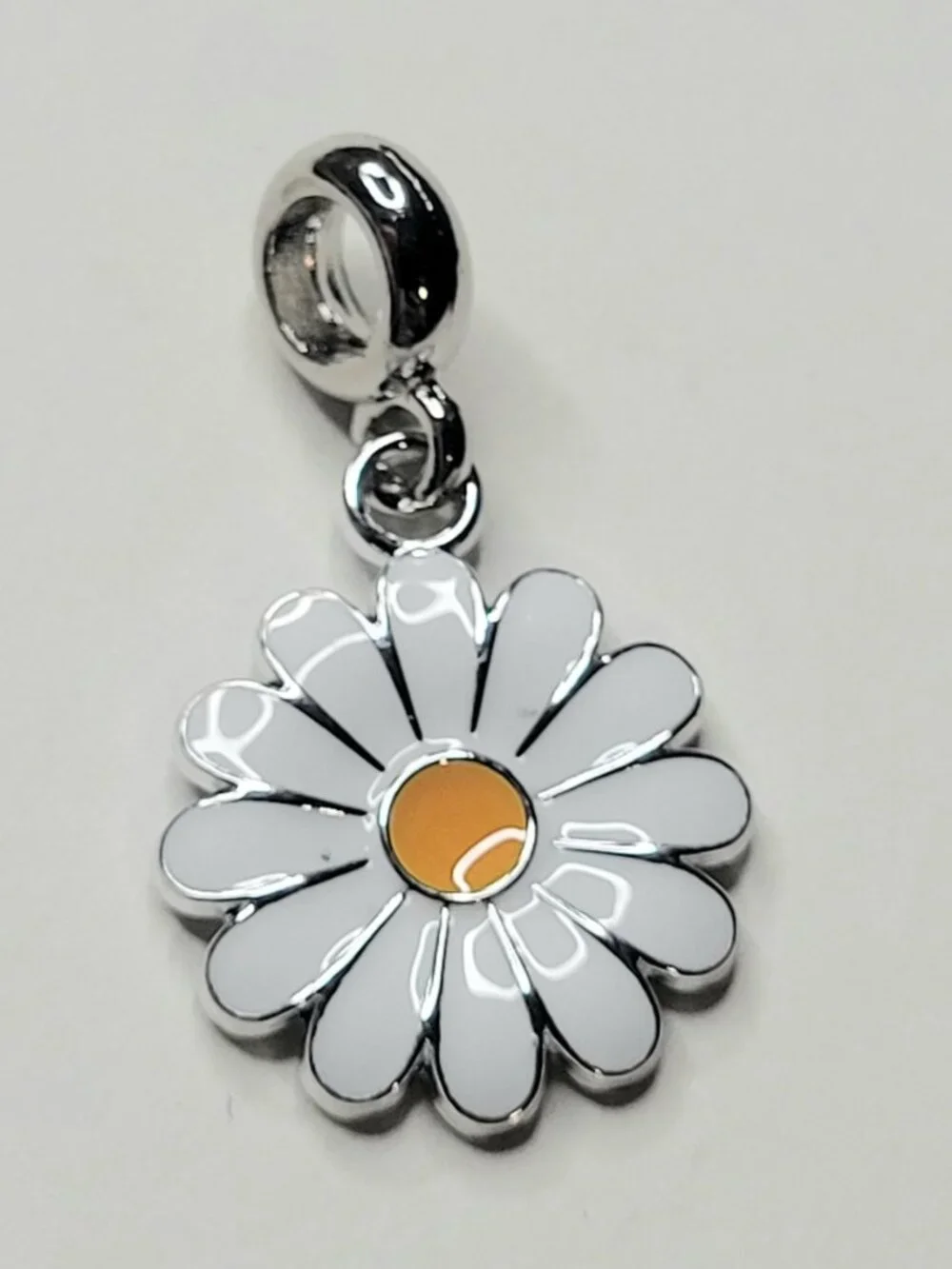 NWT For Pandora Charm Bracelets Cute Metal White Daisy Flower Dangle Charm